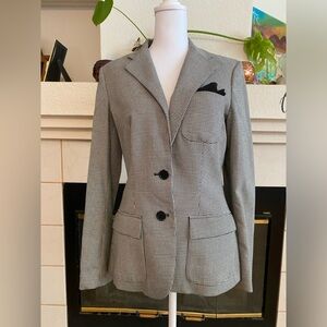 Lauren Ralph Lauren Checkered Houndstooth Women's Blazer, Black, White, Size 4